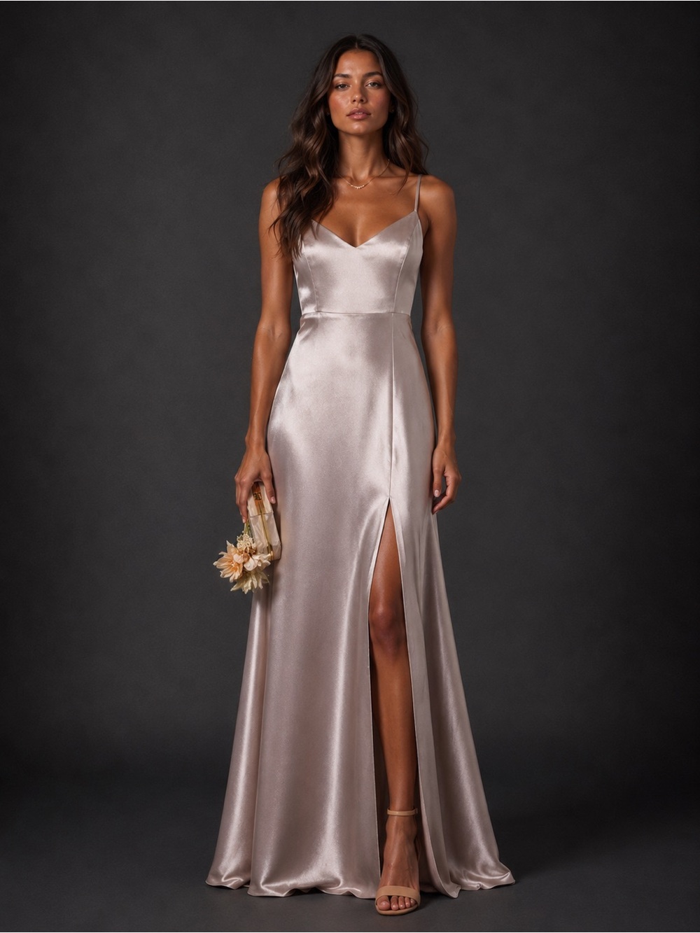 Birdy Grey Satin Slip Gown Formal
